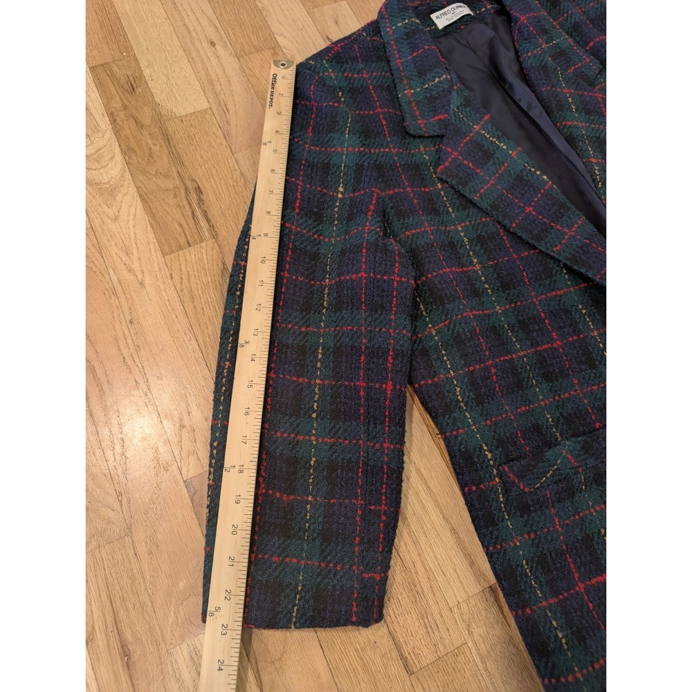 ALFRED DUNNER Navy Green Red Plaid Wool Jacket Blazer Womens XL VTG - Picture 12 of 16